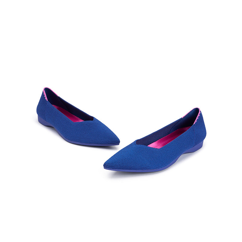 charlotte casual pointed toe commuter flats all blue 3