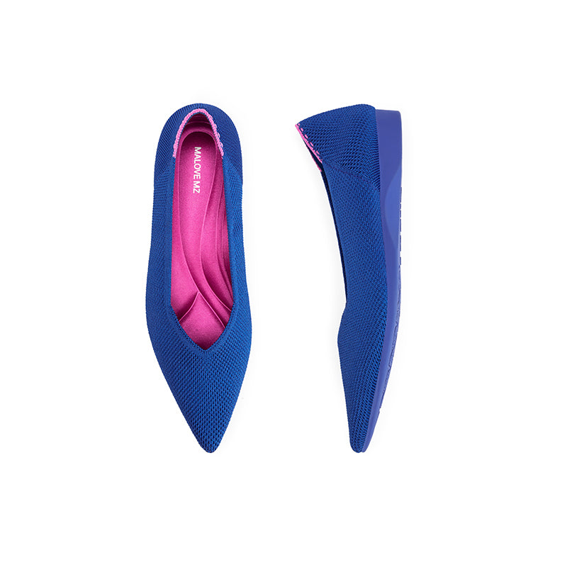 charlotte casual pointed toe commuter flats all blue 4