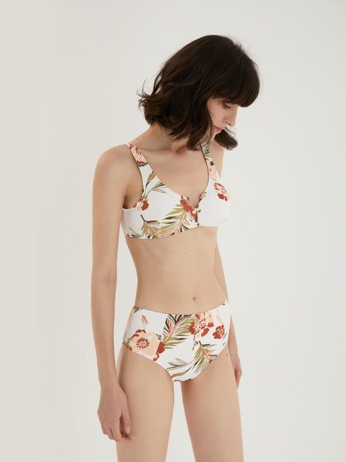 charming front clasp floral two piece bikini all floral 2