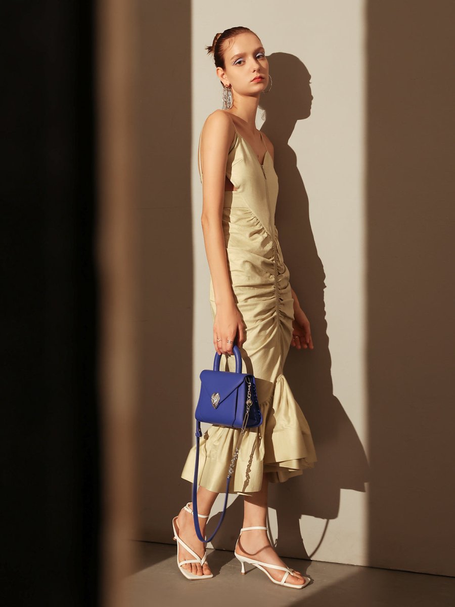 Check Avant Garde Silver Chain Strap Leather Satchel - 0cm