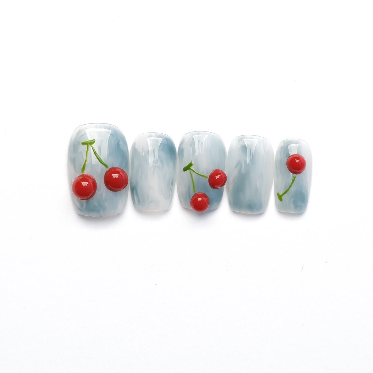Cherry Macaron 3D Cherry Press-On Nails