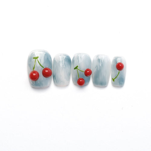 Cherry Macaron 3D Cherry Press-On Nails