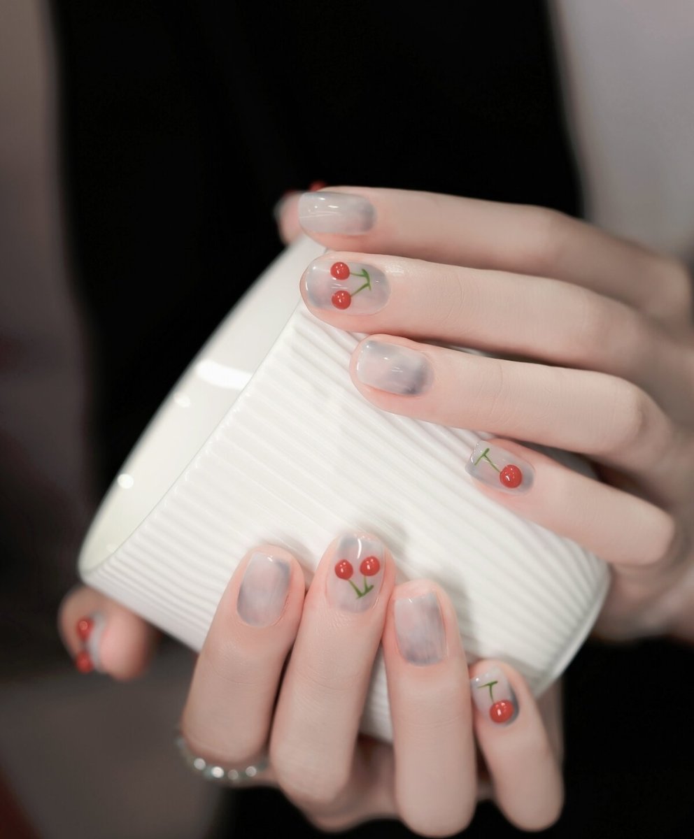 Cherry Macaron 3D Cherry Press-On Nails