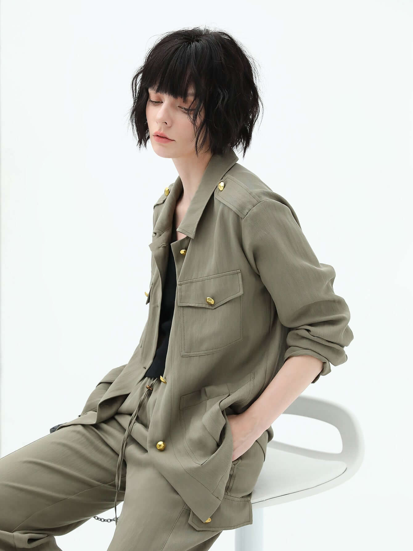 chic green workwear jacket all green 2