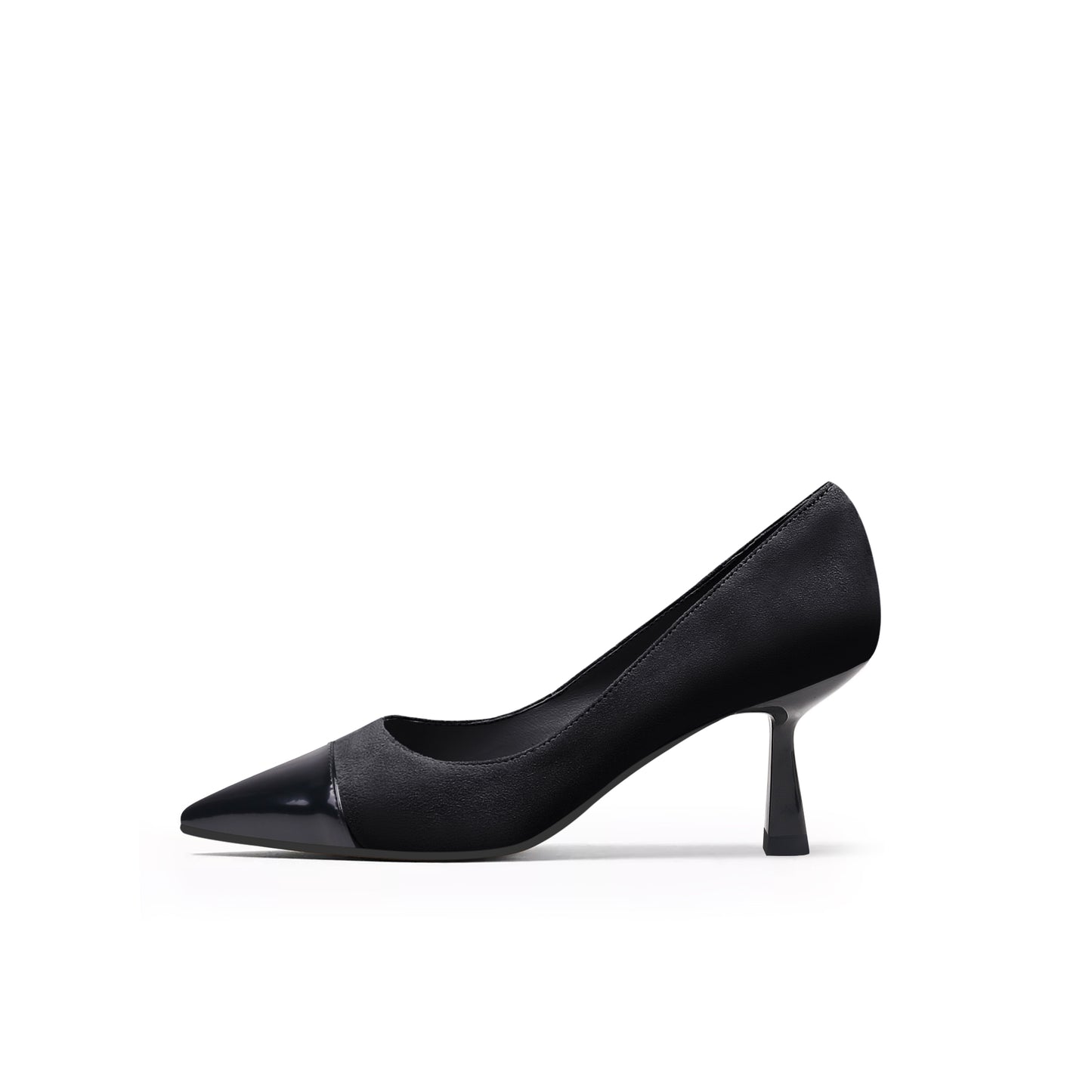 chic pointed toe kitten heels all black 1