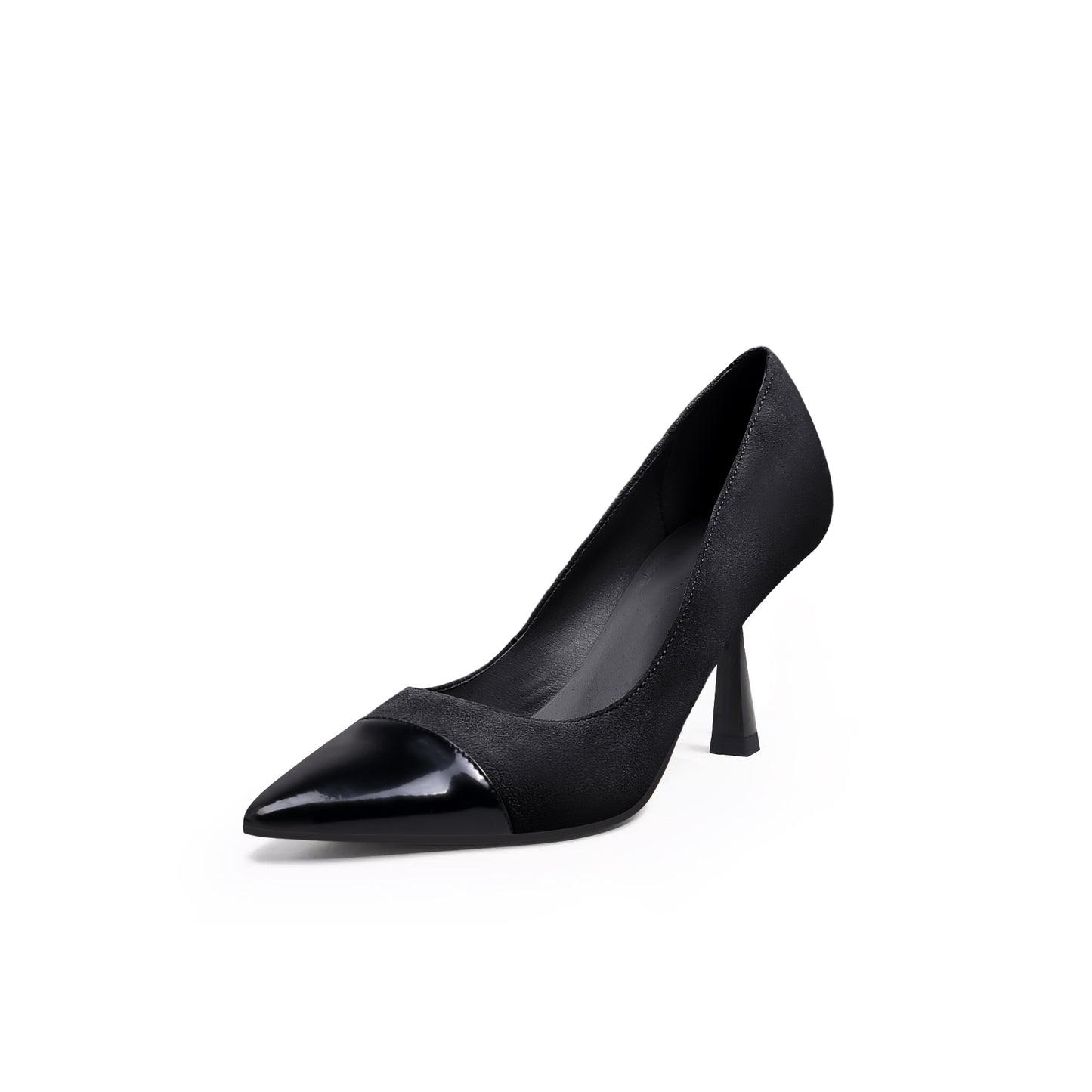 chic pointed toe kitten heels all black 2