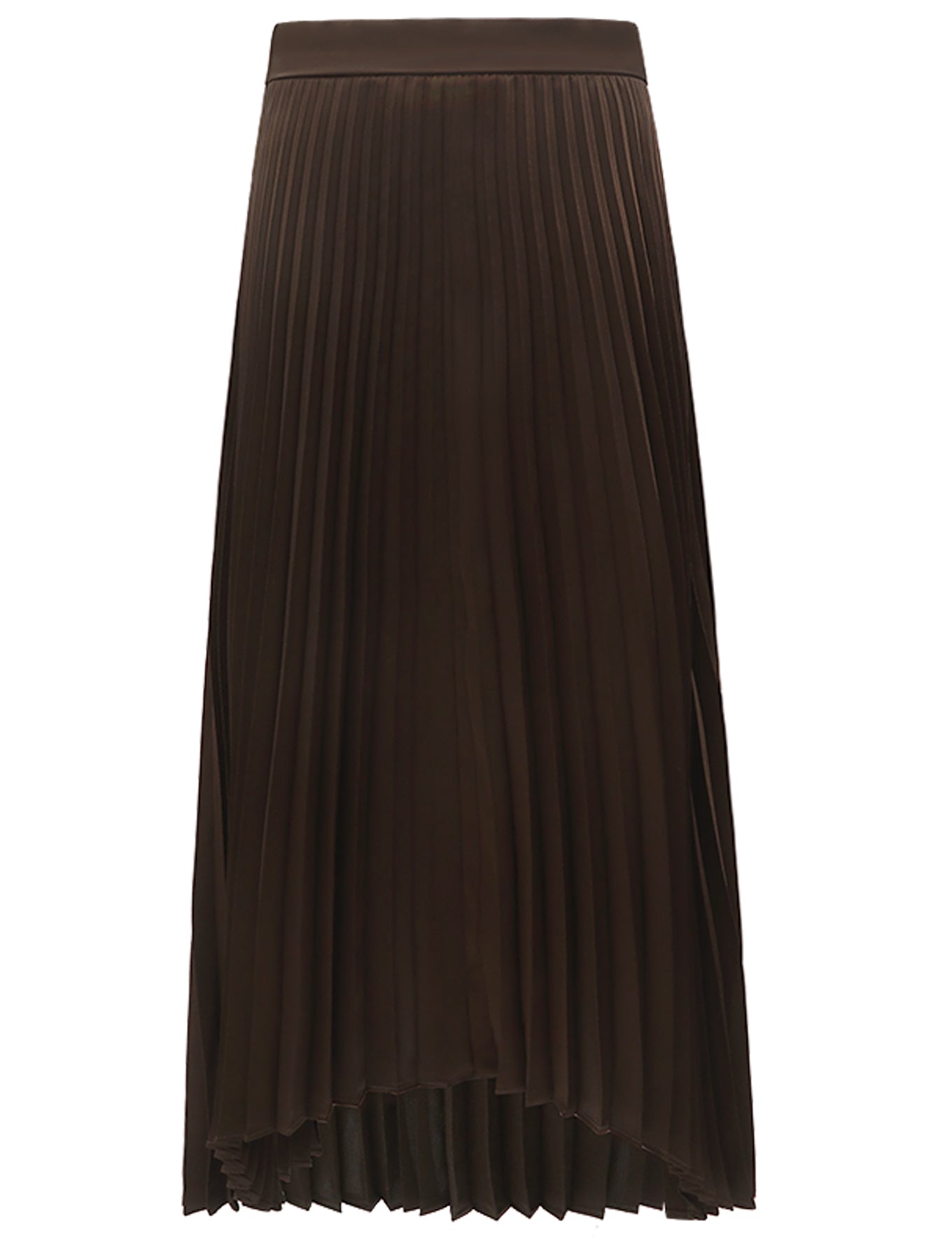 chocolate brown high low asymmetric pleated midi skirt all brown 4