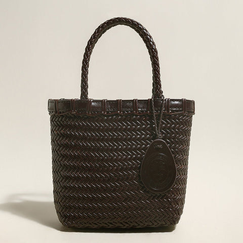 Chocolate Organic Reed Woven Basket Bag