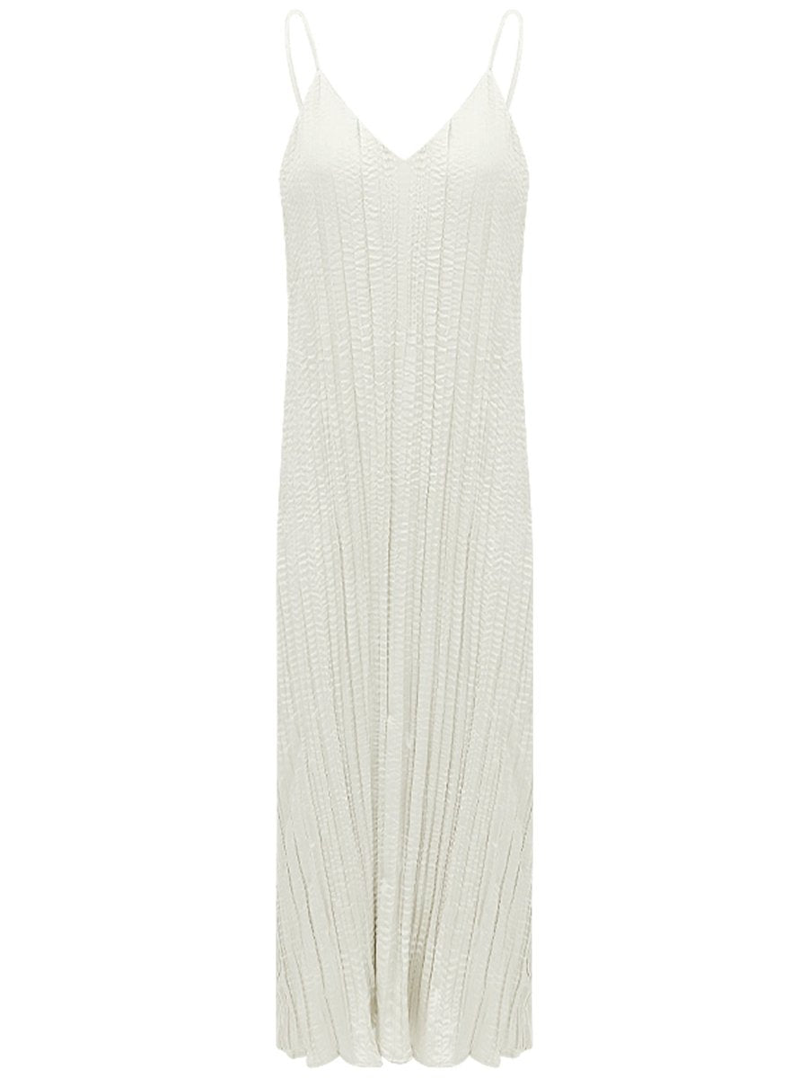 Chrevron Knitted Ivory French Slip Dress - 0cm