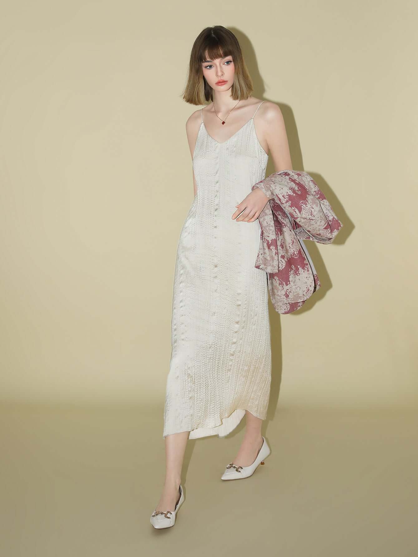 chrevron knitted ivory french slip dress all ivory 3