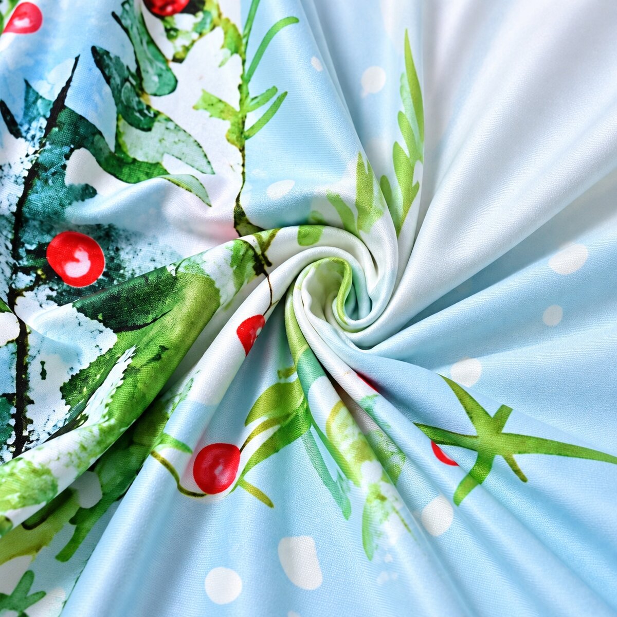 Christmas Lights Tree & Snowman Chair Cover – Watercolor Stretch Dining Slipcover