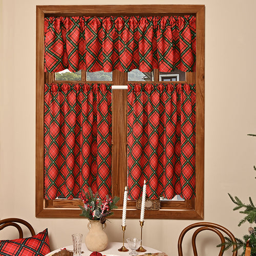 Christmas Plaid Curtain Valance – Red & Green Rod Pocket Window Topper