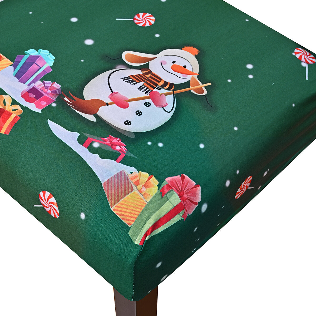 Christmas Tree & Snowman Chair Cover – Stretch Dining Chair Slipcover