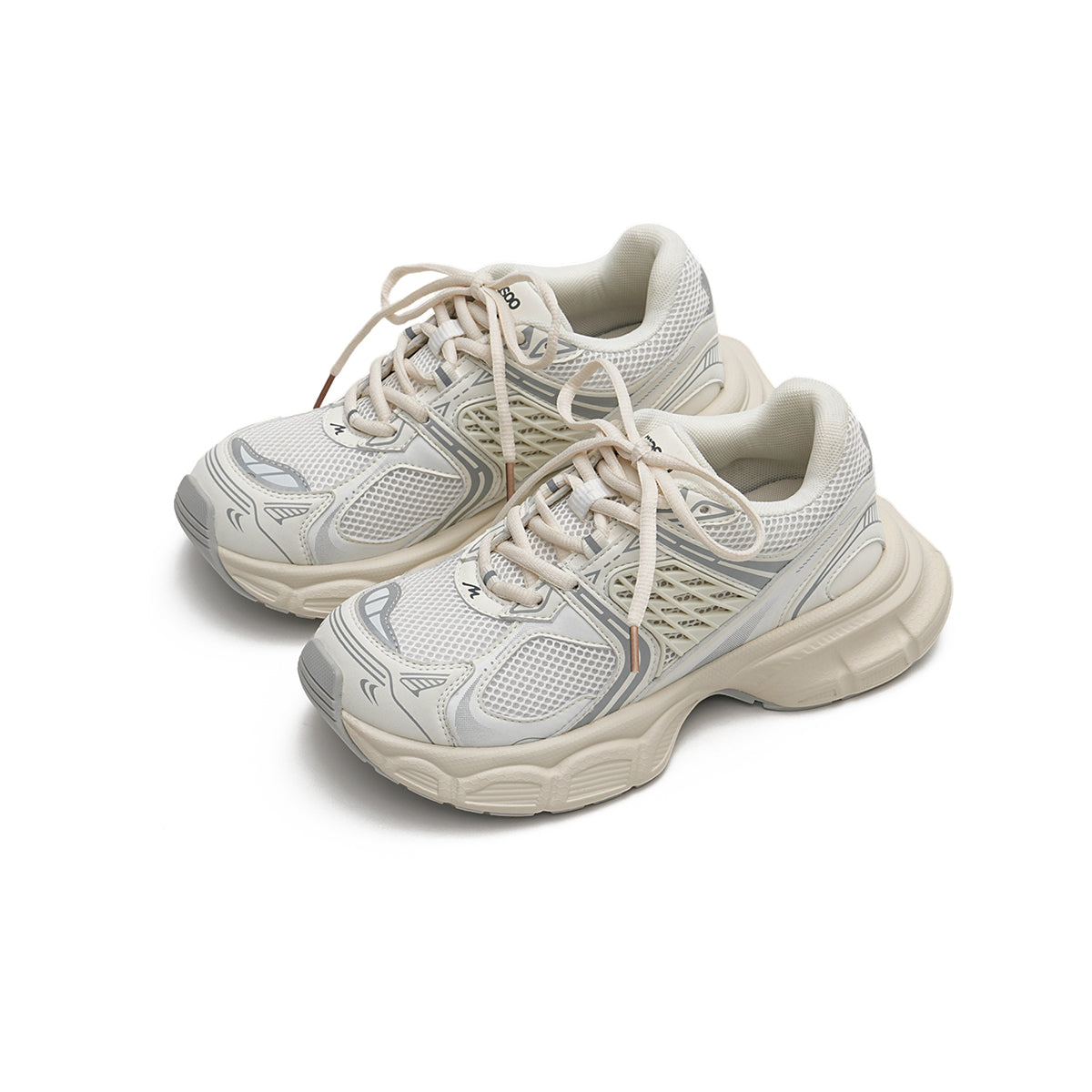 chunky athletic sneakers all beige 2