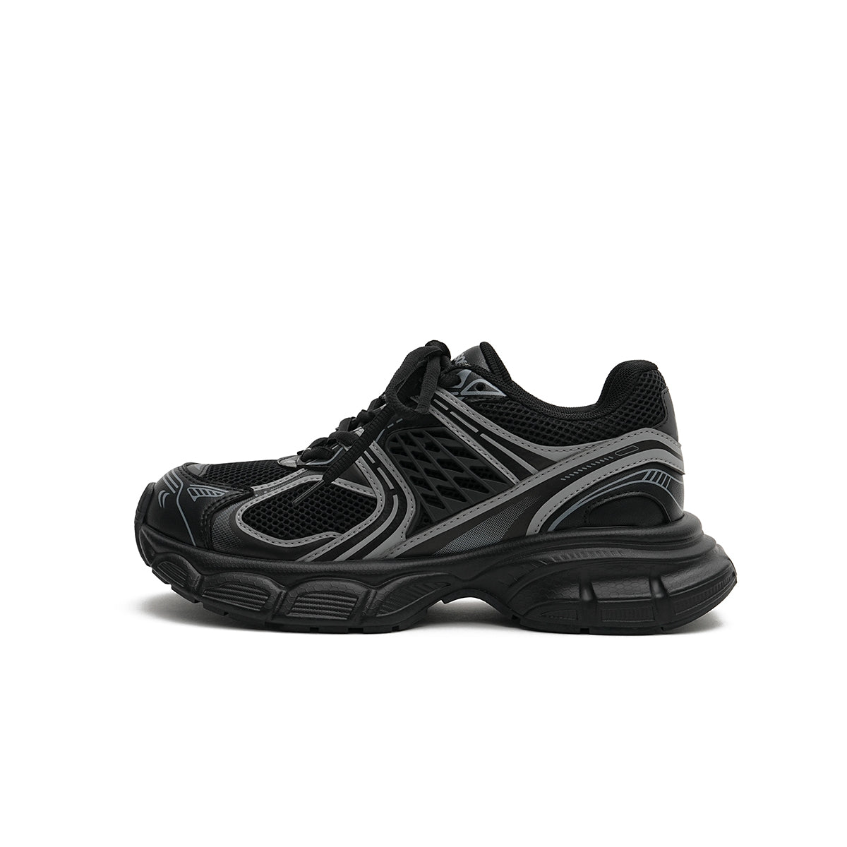 chunky athletic sneakers all black 1