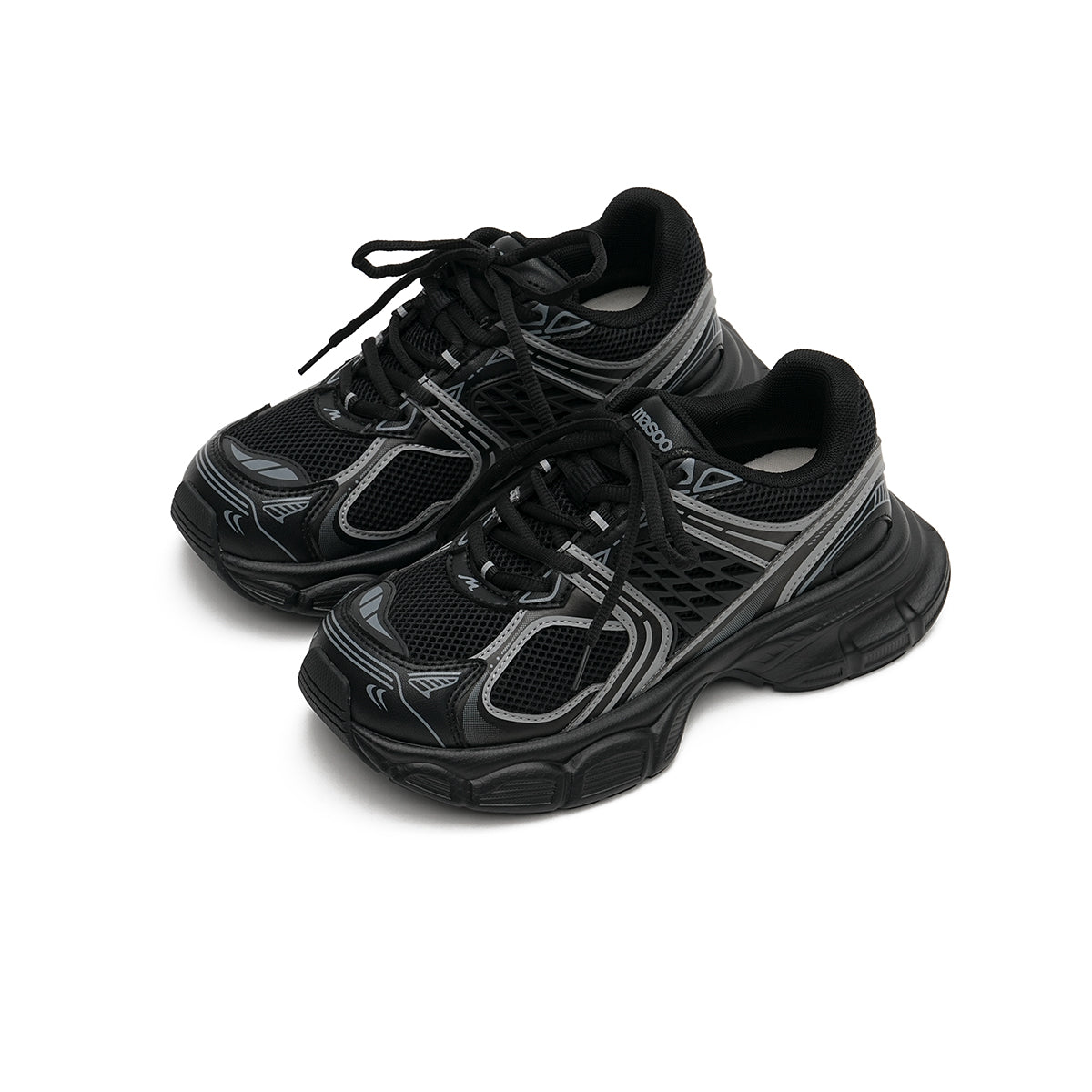 chunky athletic sneakers all black 2