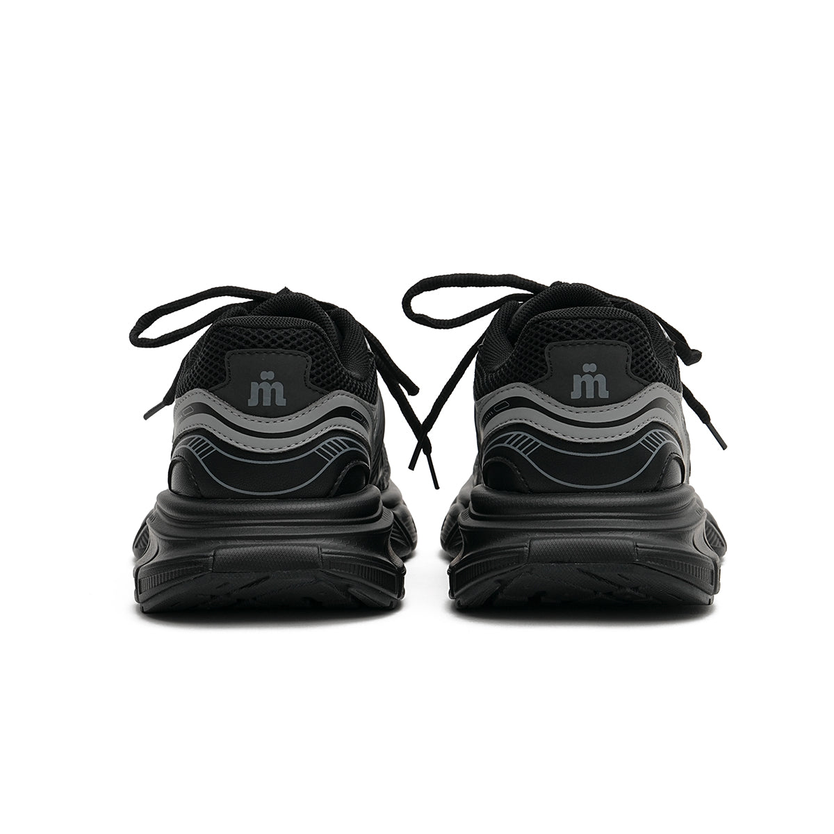 chunky athletic sneakers all black 3