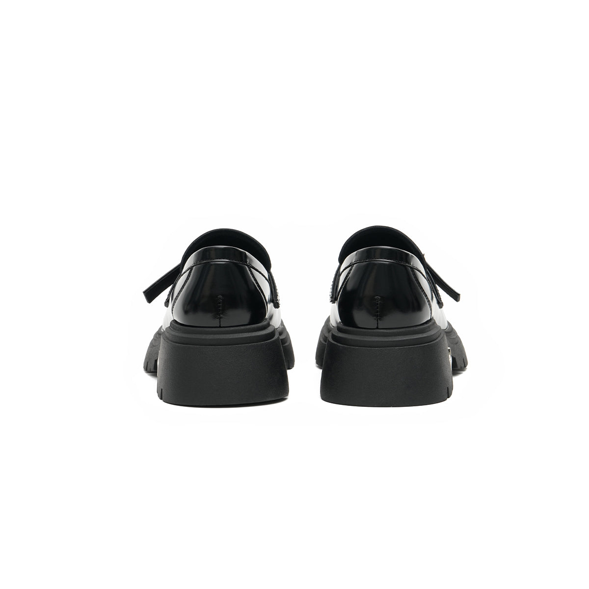 chunky heel buckled platform loafers all black 3