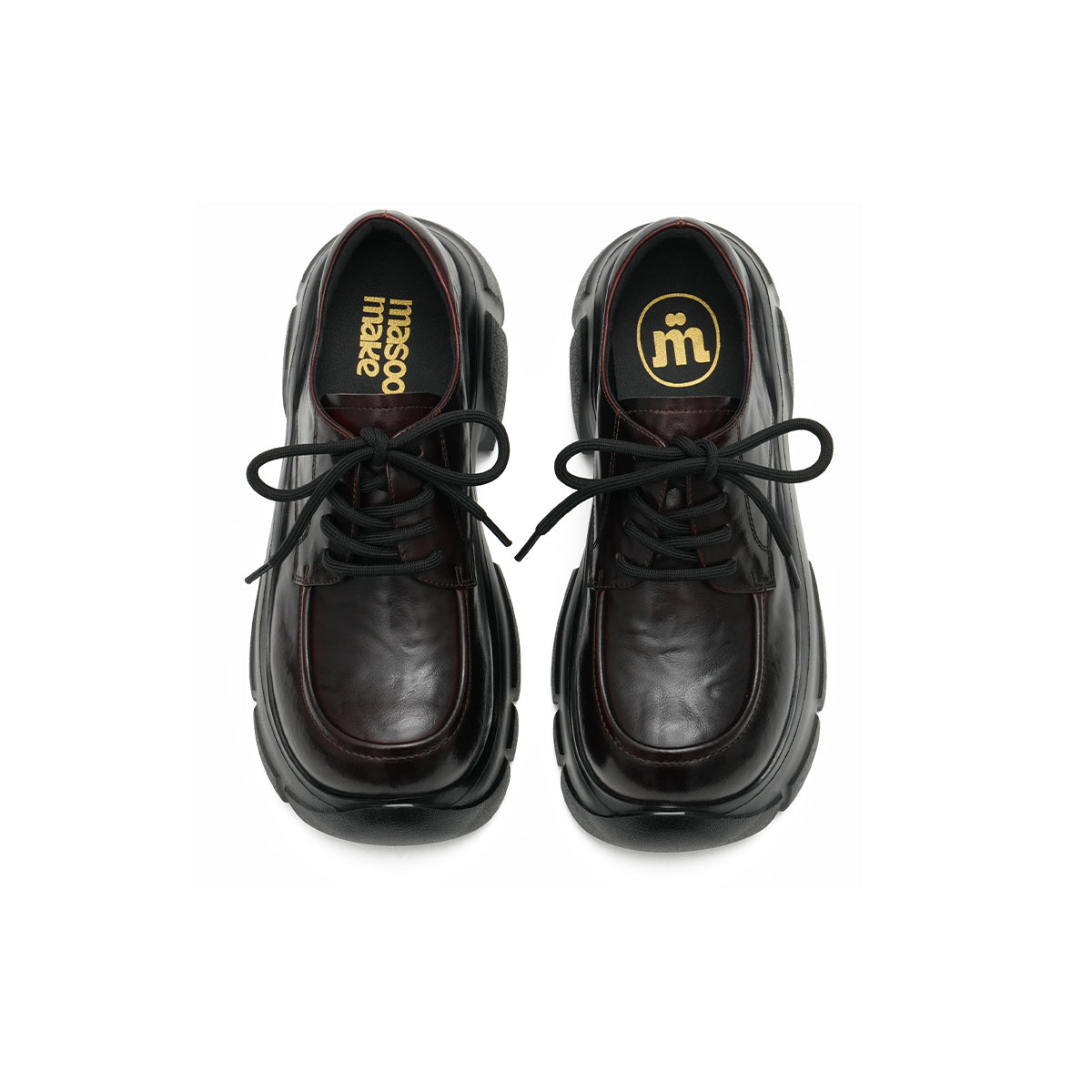 chunky heel platform lace up leather shoes all brown 5