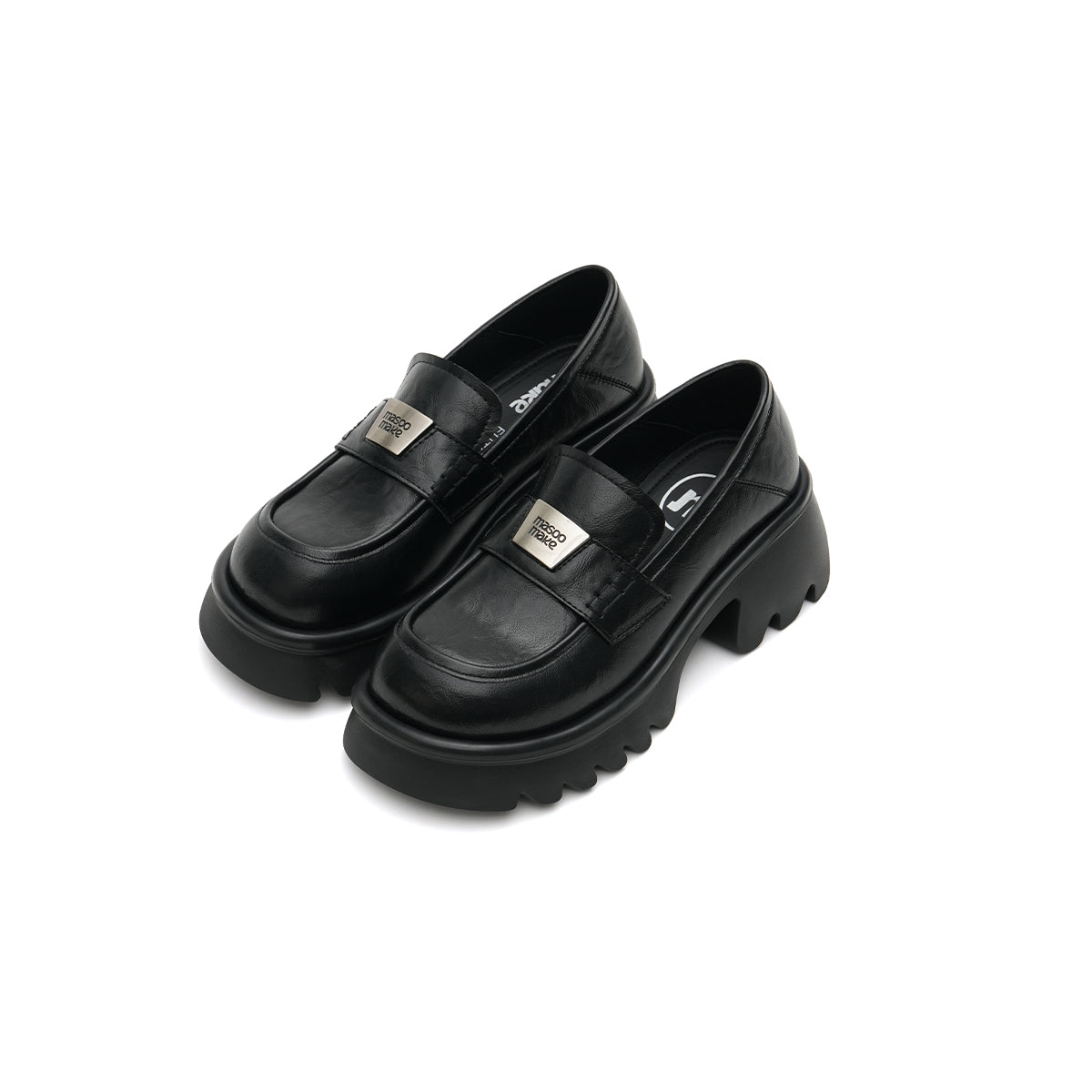 chunky heel platform loafers all black 2