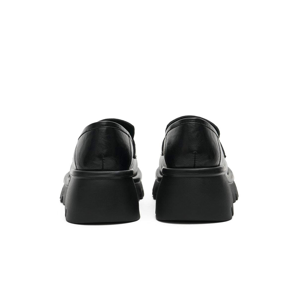 chunky heel platform loafers all black 3