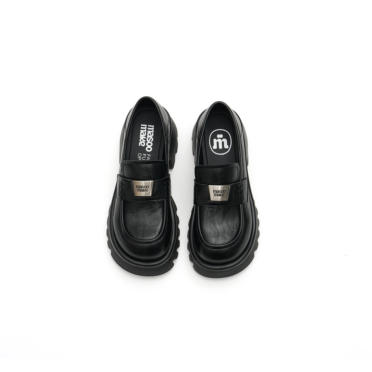 chunky heel platform loafers all black 5