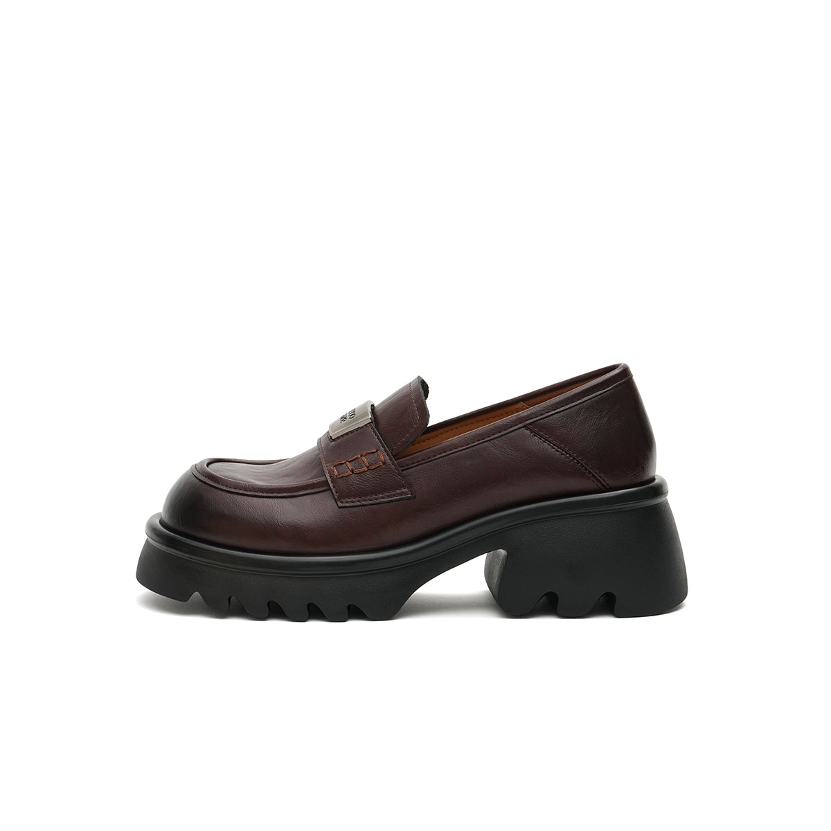 chunky heel platform loafers all brown 1