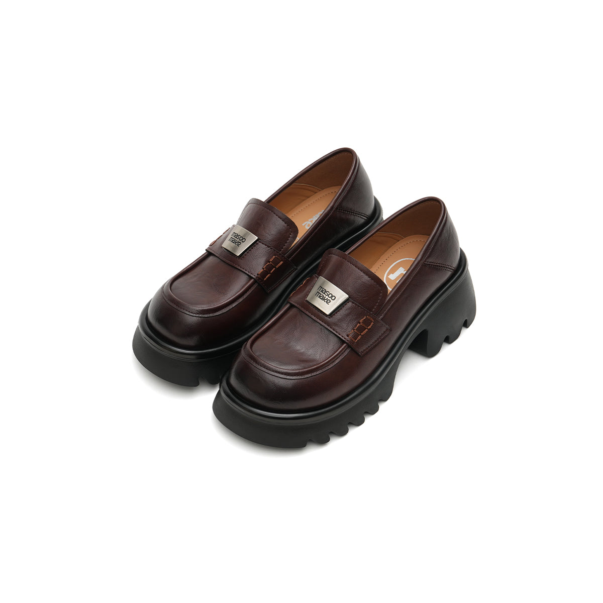 chunky heel platform loafers all brown 2