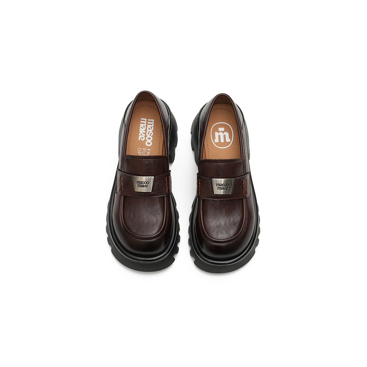 chunky heel platform loafers all brown 5