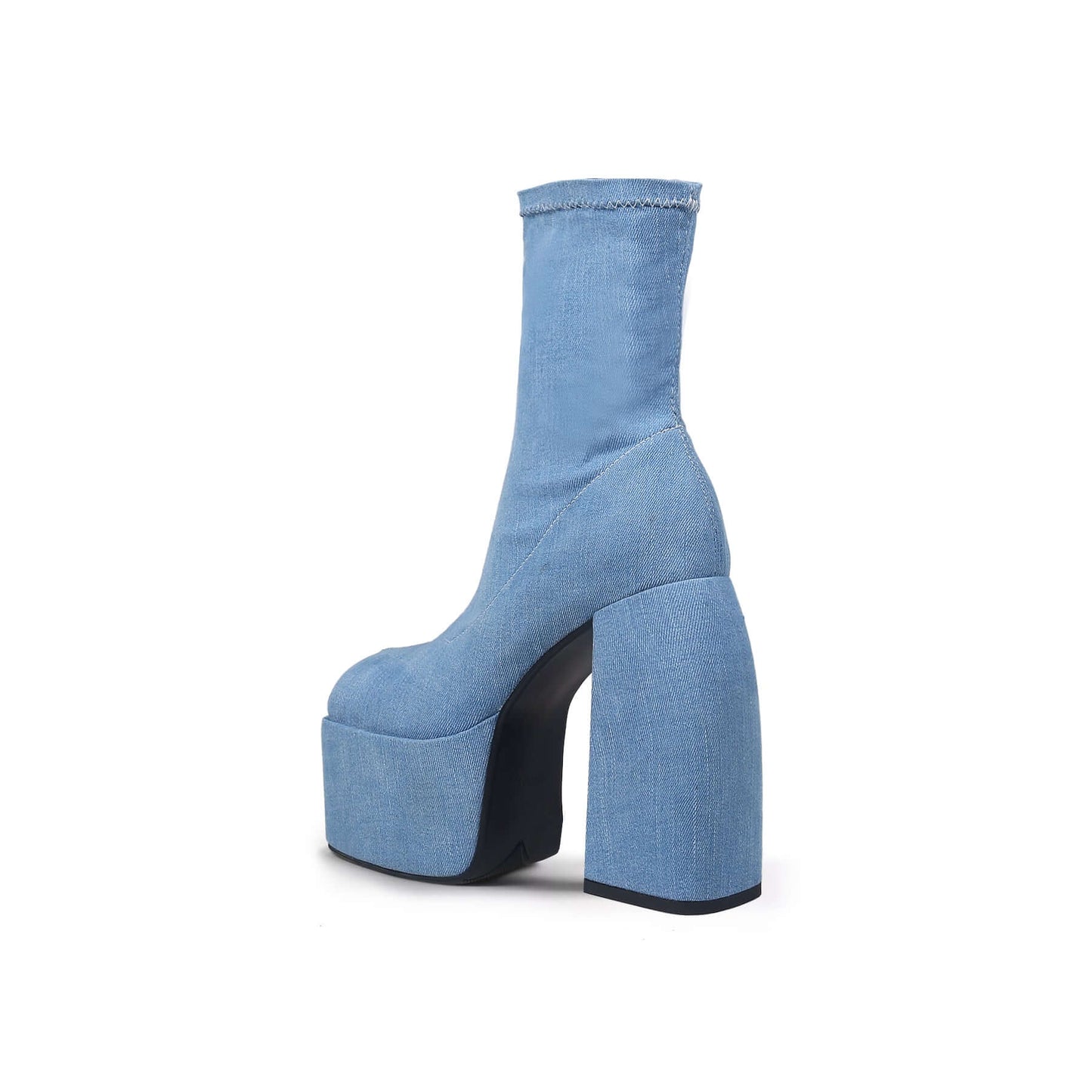 chunky platform blue denim ankle boots all blue 4