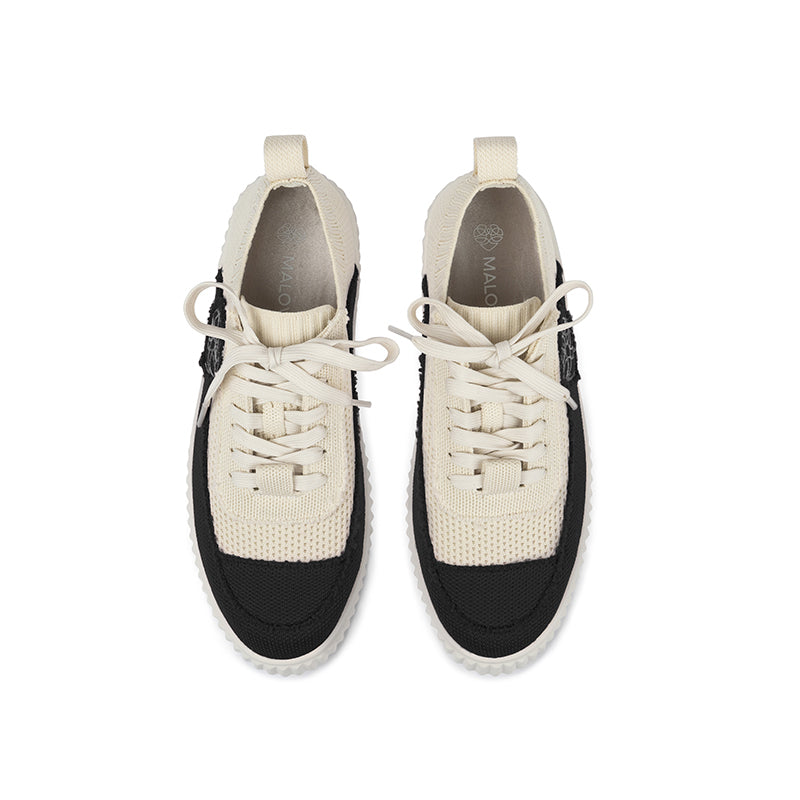 Chunky Platform Knit Sneakers – Colorblock Casual Shoes