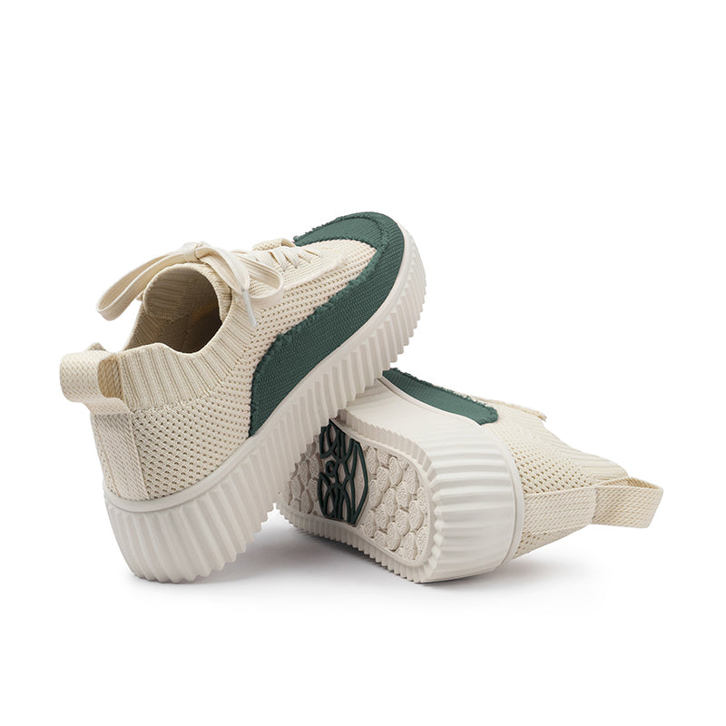 Chunky Platform Knit Sneakers – Colorblock Casual Shoes