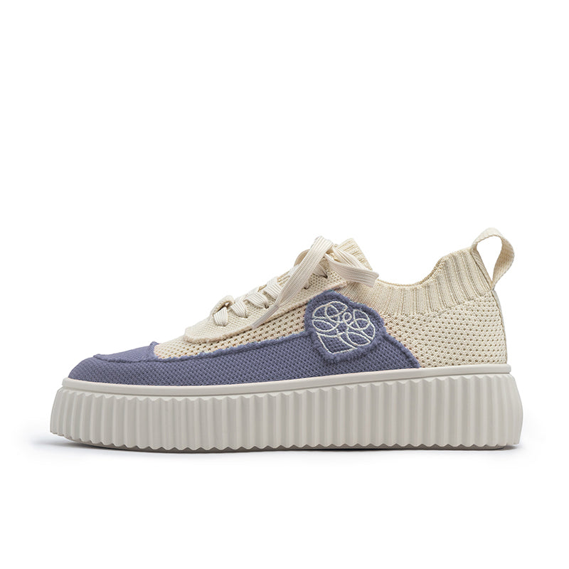 Chunky Platform Knit Sneakers – Colorblock Casual Shoes