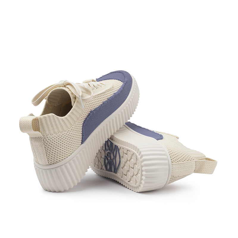 Chunky Platform Knit Sneakers – Colorblock Casual Shoes