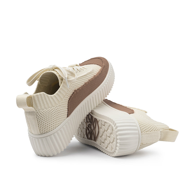 Chunky Platform Knit Sneakers – Colorblock Casual Shoes