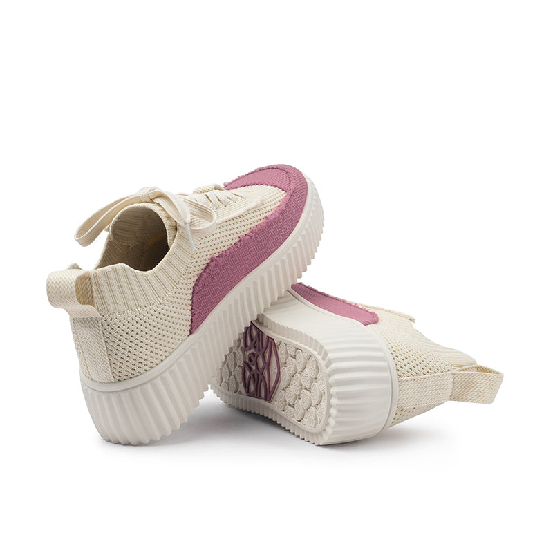 Chunky Platform Knit Sneakers – Colorblock Casual Shoes