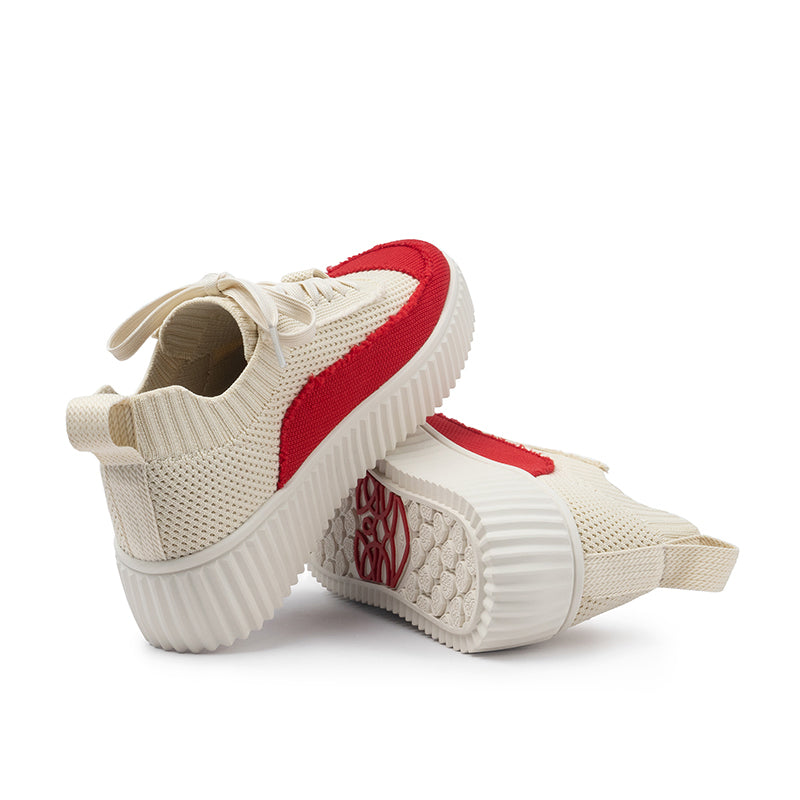 Chunky Platform Knit Sneakers – Colorblock Casual Shoes