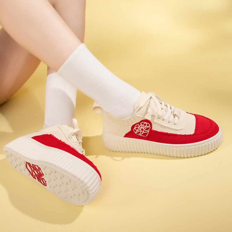 Chunky Platform Knit Sneakers – Colorblock Casual Shoes