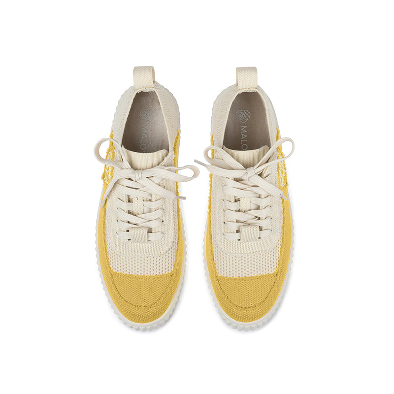 Chunky Platform Knit Sneakers – Colorblock Casual Shoes