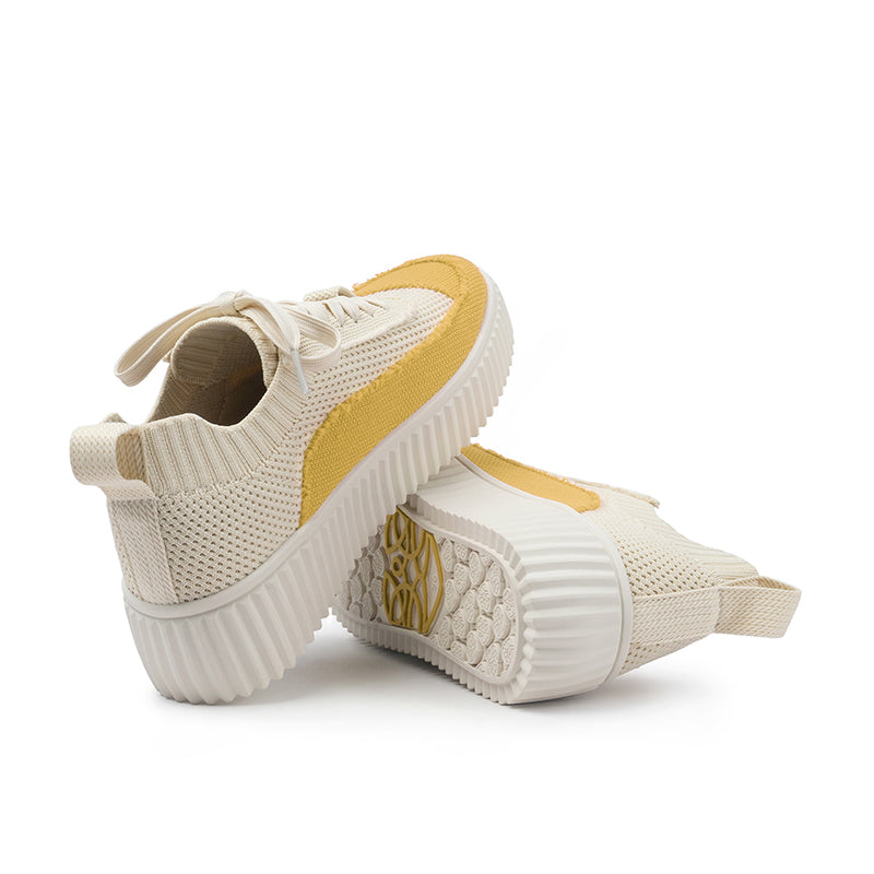 Chunky Platform Knit Sneakers – Colorblock Casual Shoes