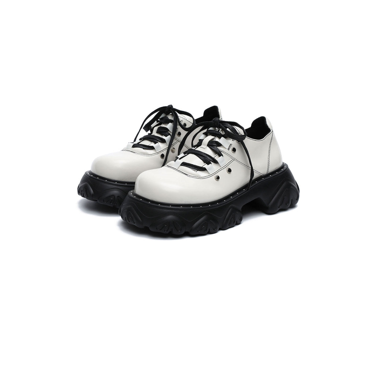 chunky platform lace ups all white 2