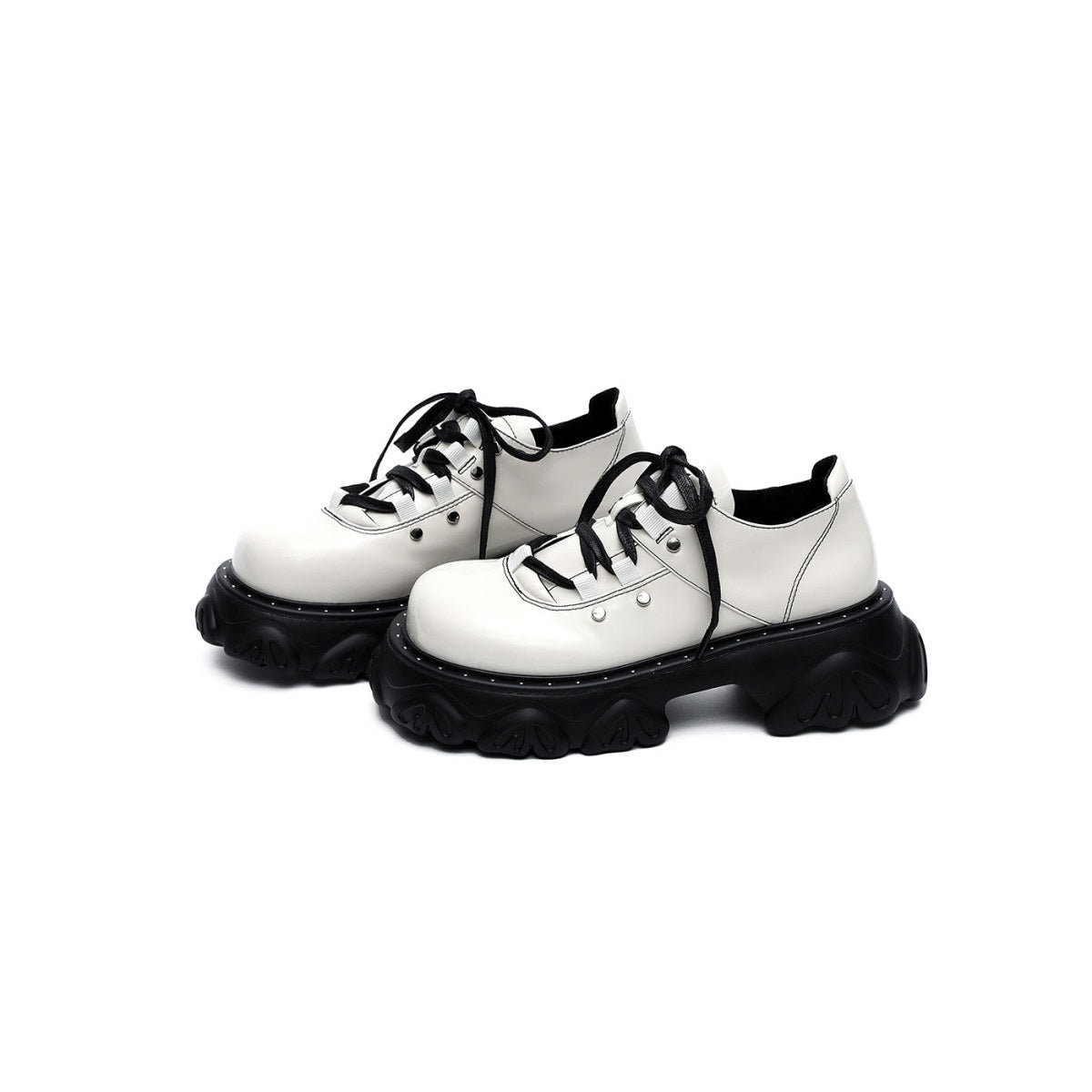 chunky platform lace ups all white 4