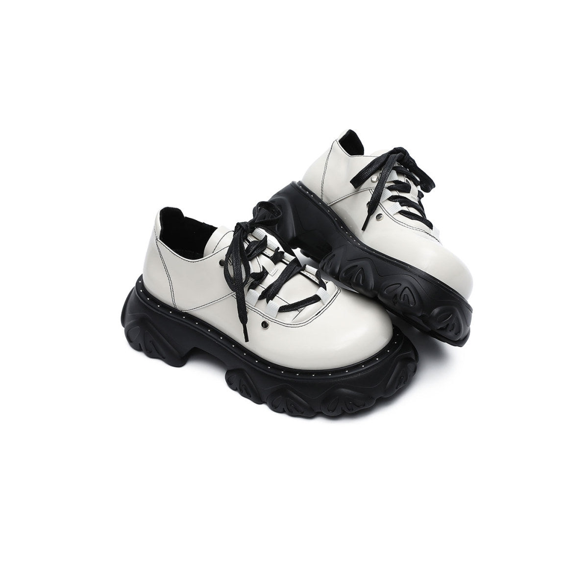 chunky platform lace ups all white 5