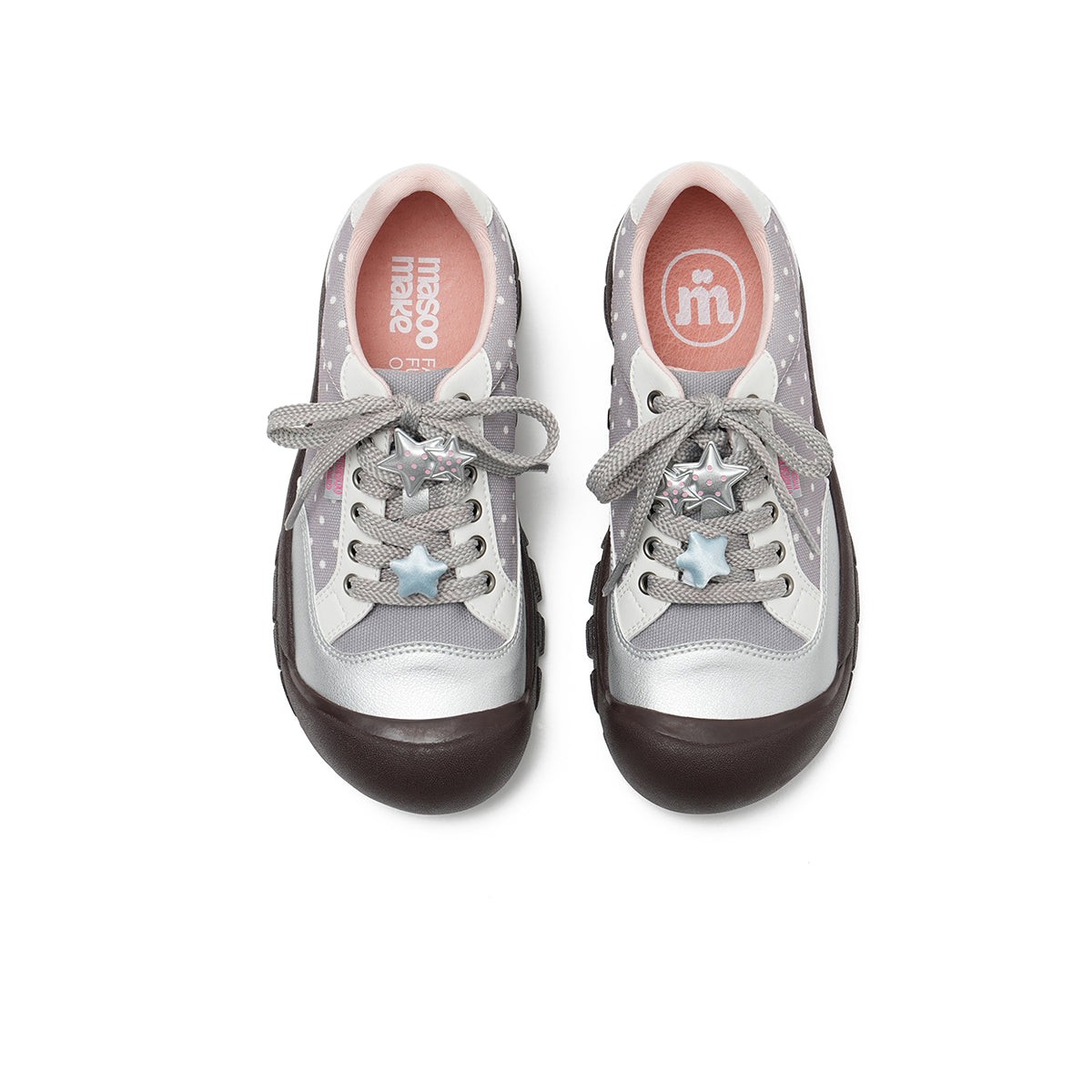 Chunky Polka Dot Star Charm Lace Up Sneakers