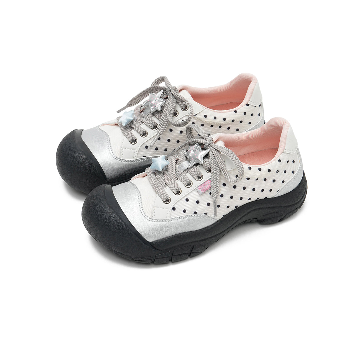Chunky Polka Dot Star Charm Lace Up Sneakers