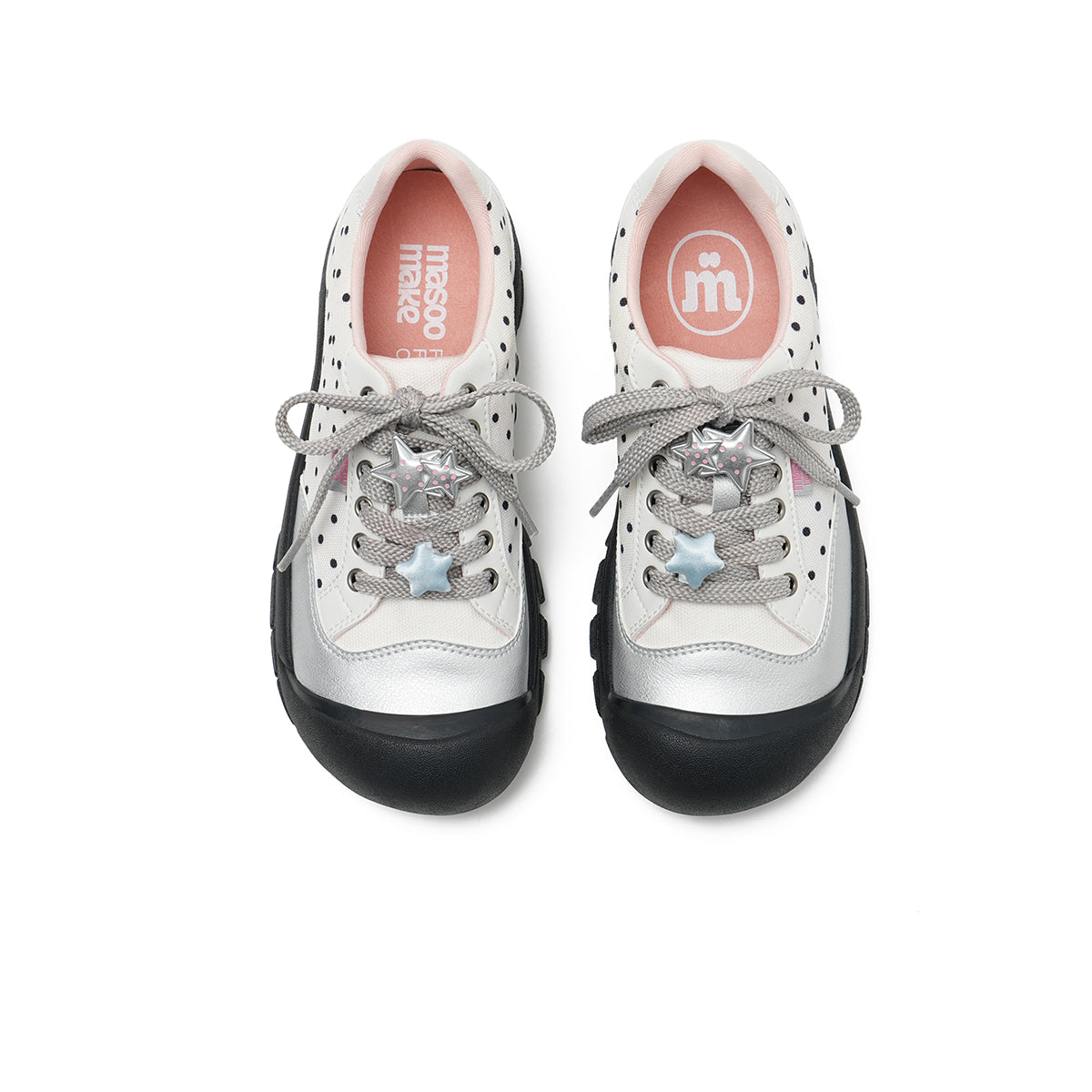 Chunky Polka Dot Star Charm Lace Up Sneakers