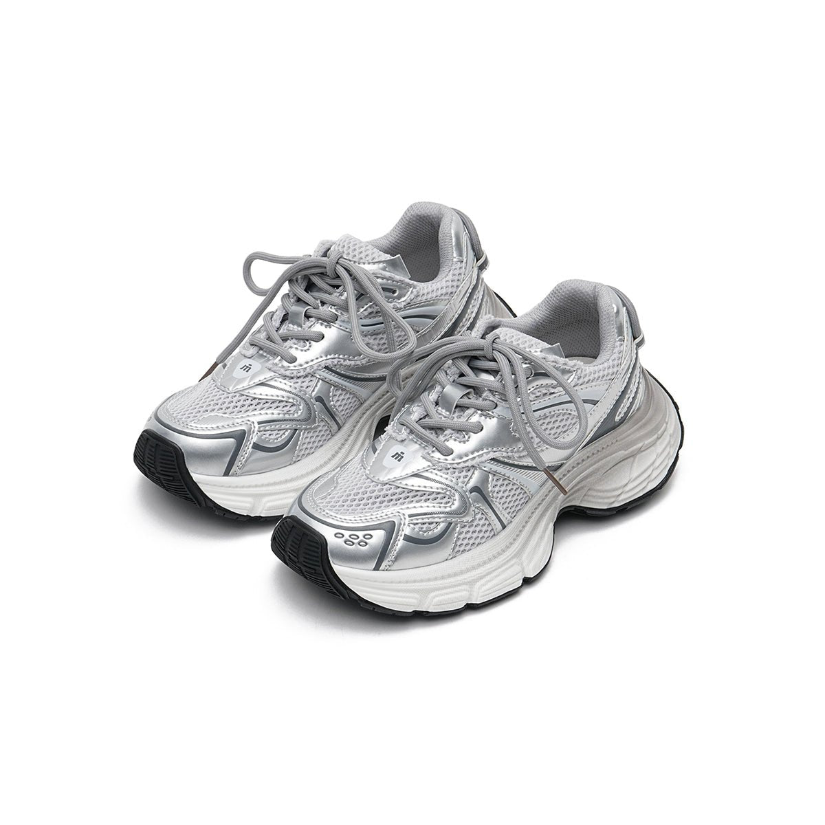 chunky thick sole running shoes all silver 2