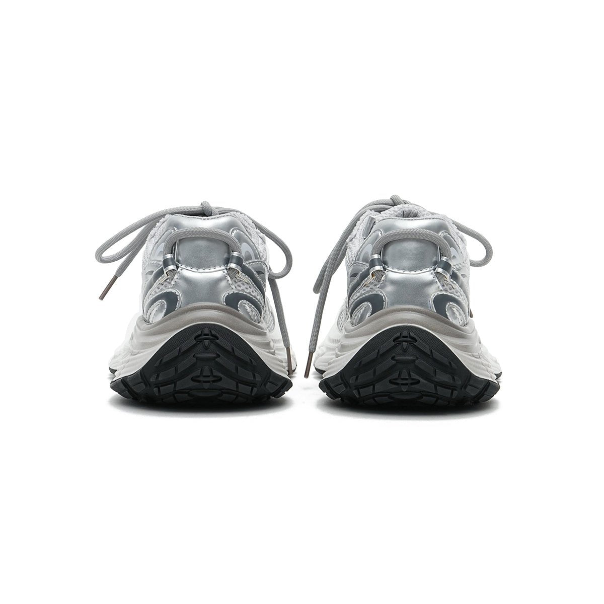 chunky thick sole running shoes all silver 3