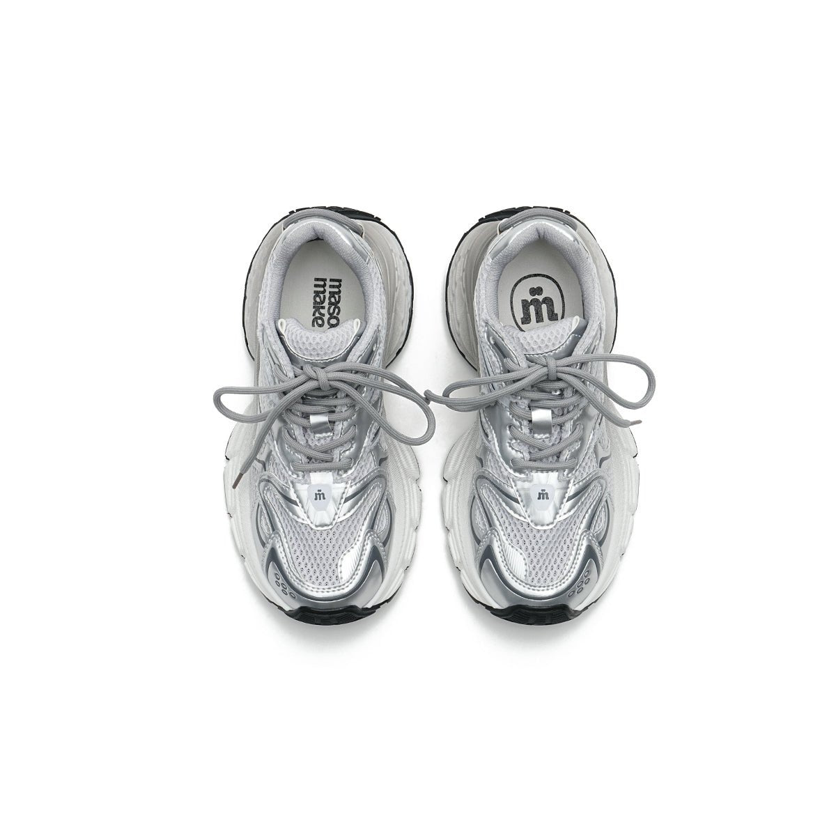 chunky thick sole running shoes all silver 5