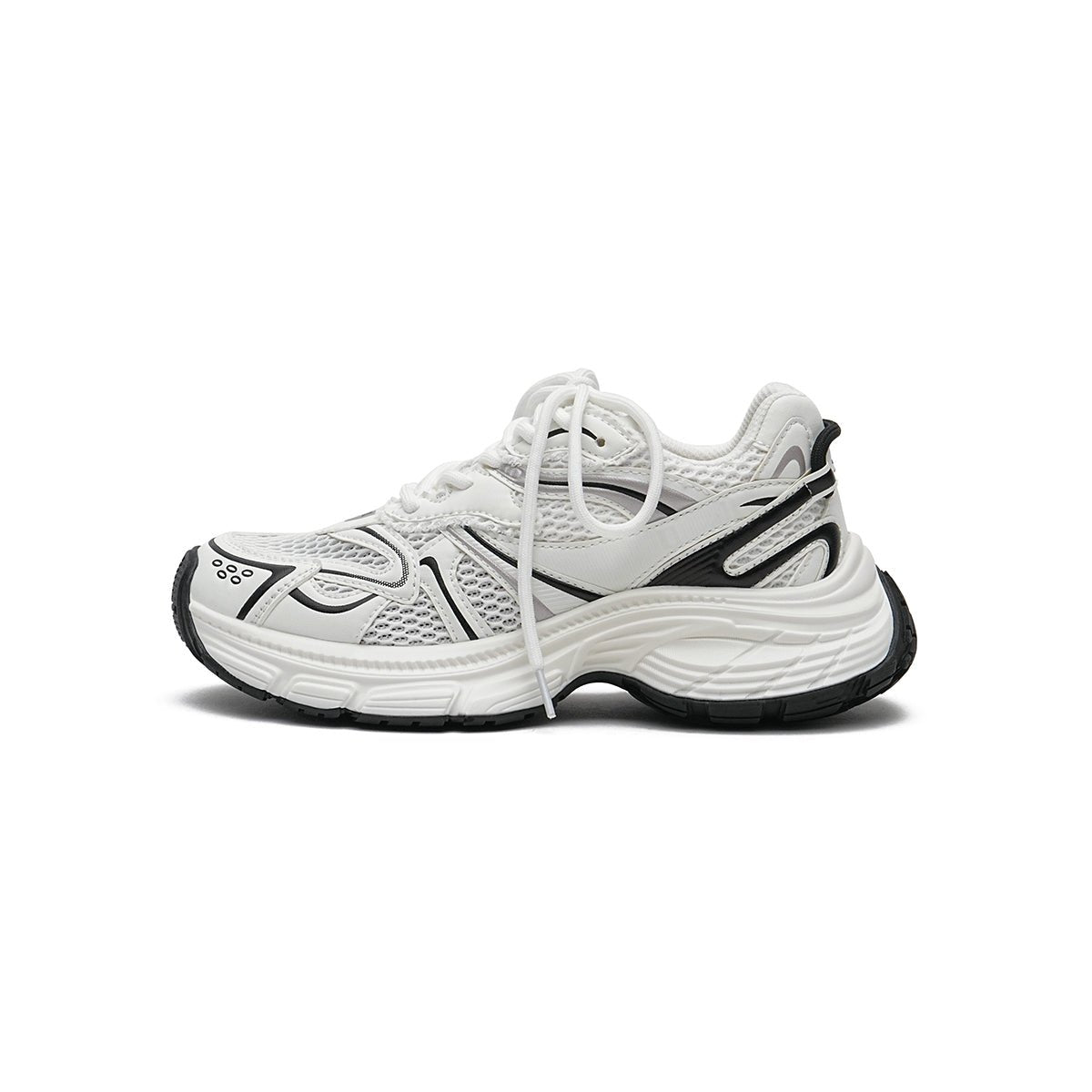 chunky thick sole running shoes all white 1